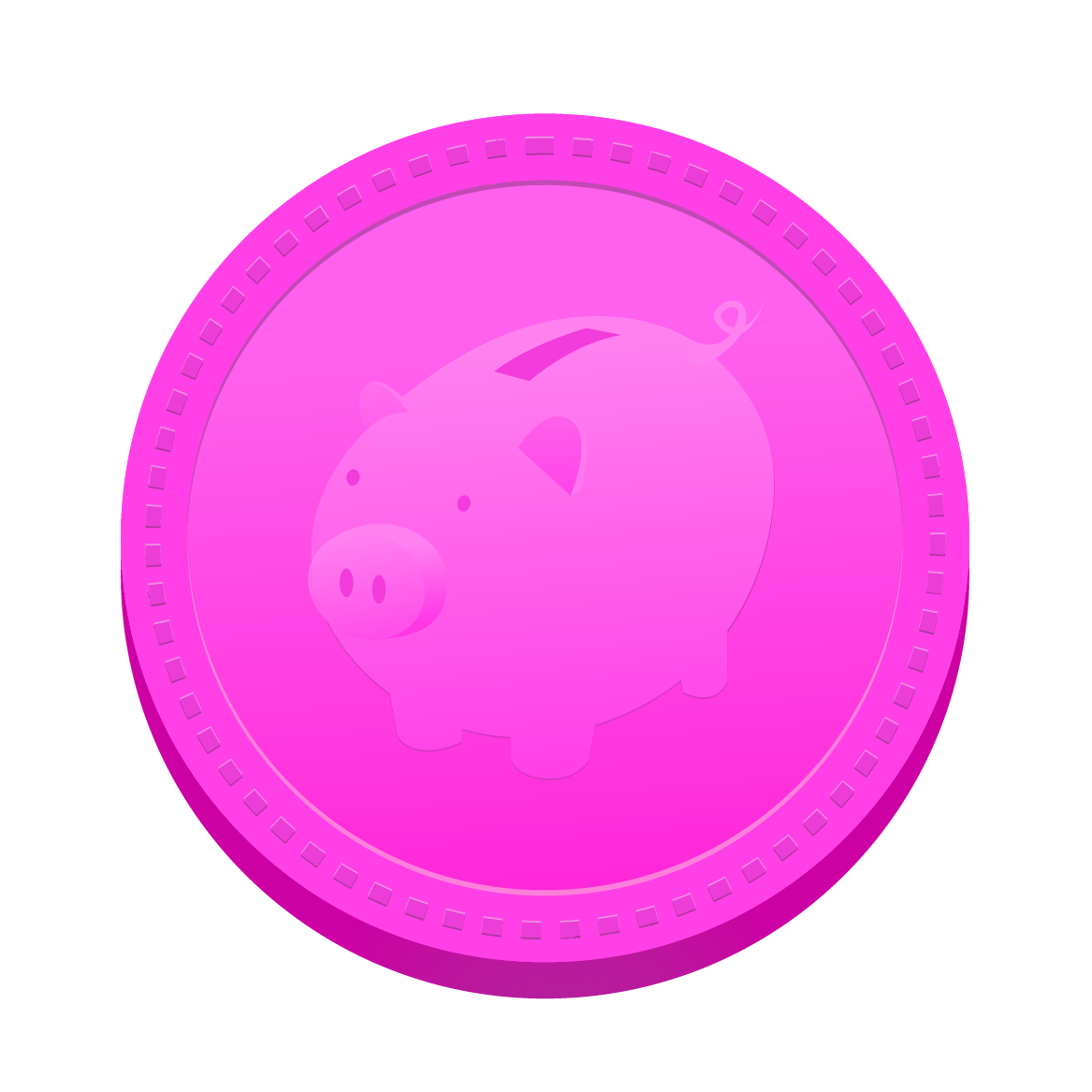 'The Pink Coin', a Visual representaion of a Piggy Buy Coin.